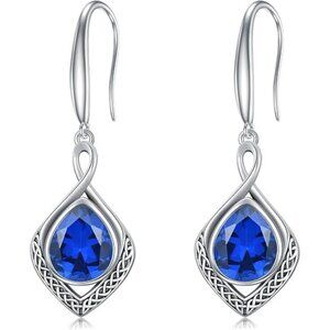 02-September BIrthstone Celtic Knot Filigree 925 Silver Infinity Earrings